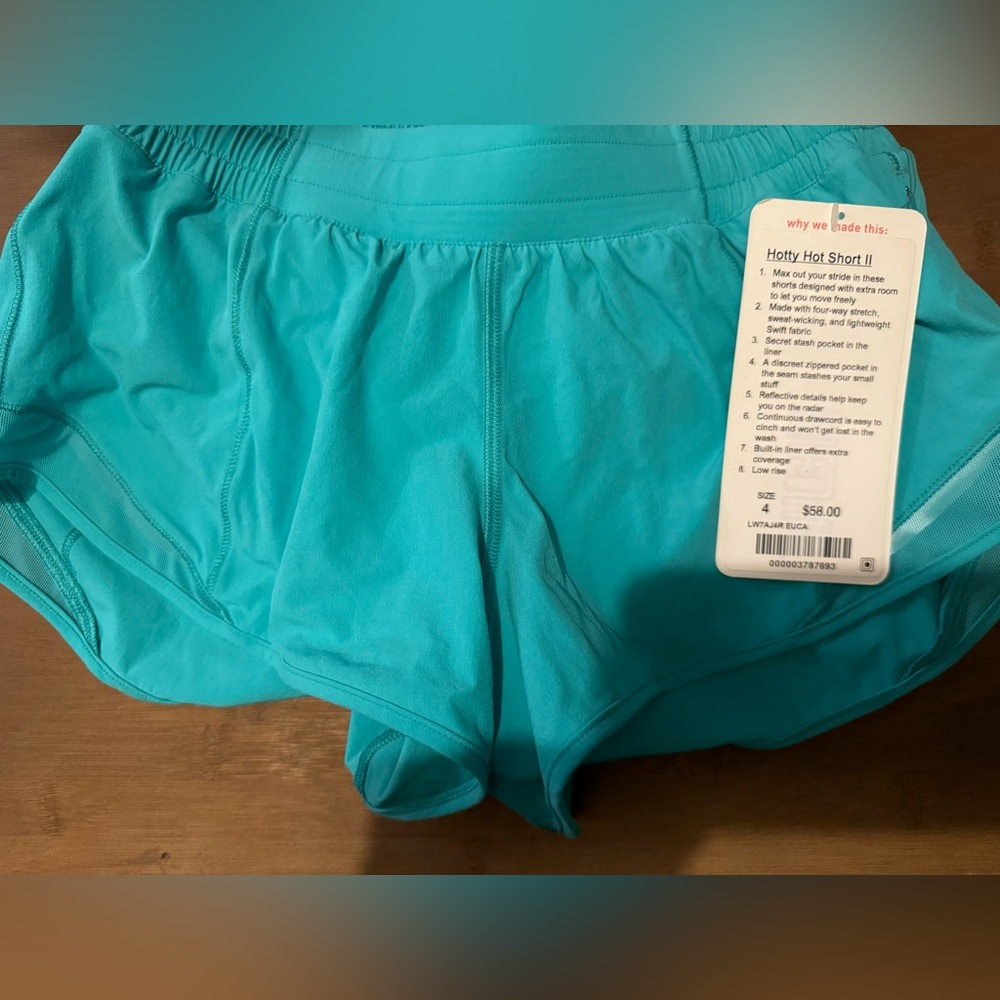 NWT Lululemon Hotty hot shorts 2.5 inseam Sz 4 blue green